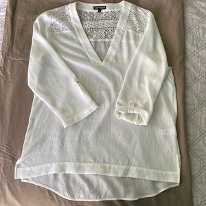 Express off white v-neck top with lace at top- M
